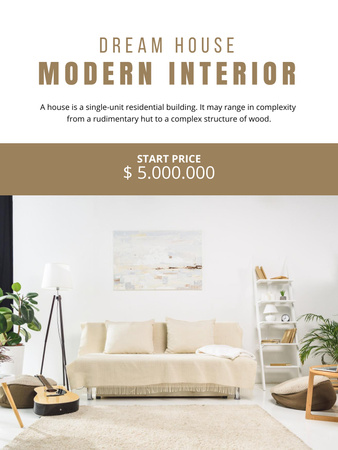 Property Sale Offer with Modern Interior Poster US Design Template