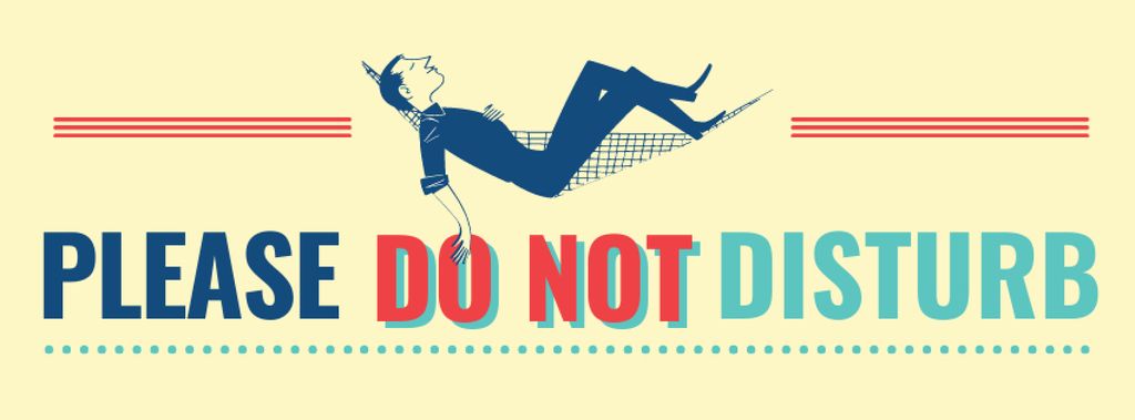 Please do not disturb Quote with resting Man Facebook cover – шаблон для дизайна