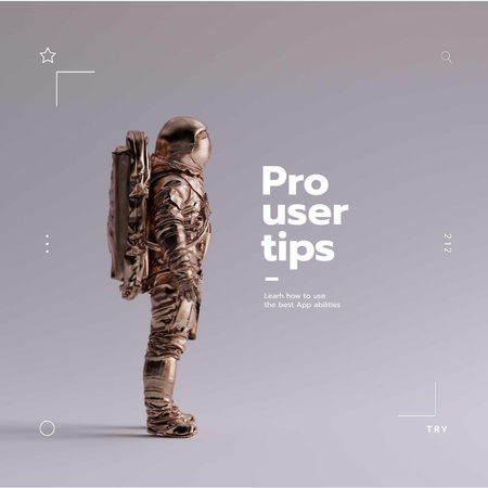 Designvorlage Mobile App Ad with Futuristic Astronaut für Animated Post