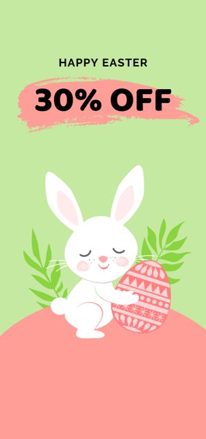 Easter Sale Announcement with Cute Bunny and Egg Flyer DIN Large Design Template