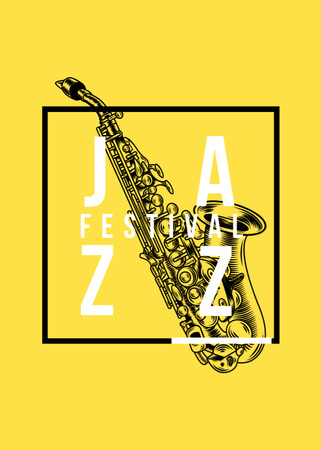 Designvorlage Jazz Festival Saxophone in Yellow für Flayer