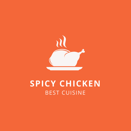 Spicy Grilled Chicken Emblem Logo 1080x1080pxデザインテンプレート