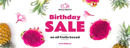 Template di design Birthday Sale Exotic Fruits on White Facebook cover
