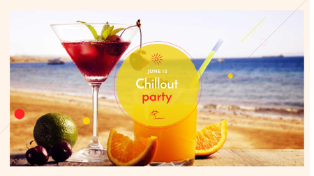 Vacation Offer Cocktail at the Beach FB event cover Design Template