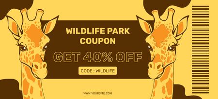 Wildlife Park Visit Discount Voucher Coupon 3.75x8.25in Design Template