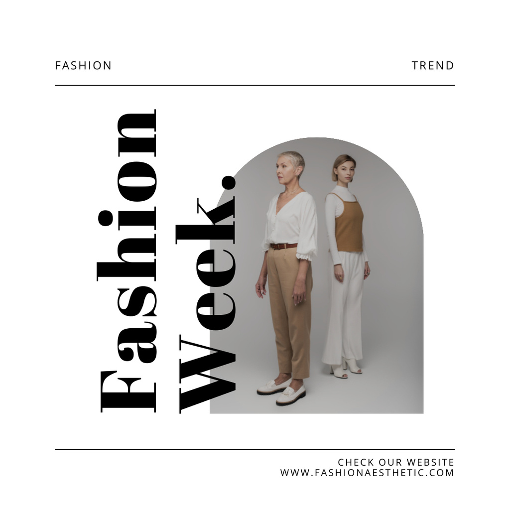 Fashion Week Anouncement with Stylish Women  Instagram Tasarım Şablonu