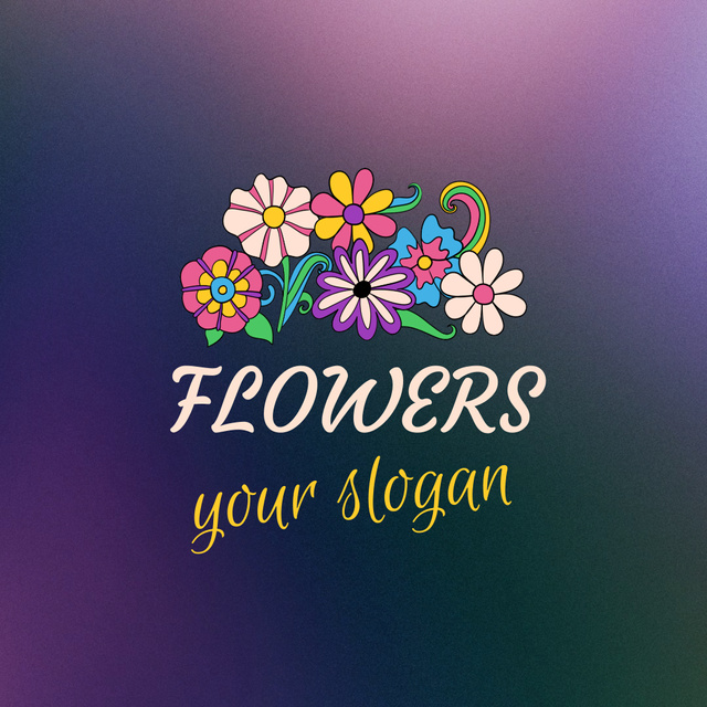 Illustrated Flowers For Floral Company Animated Logo Tasarım Şablonu