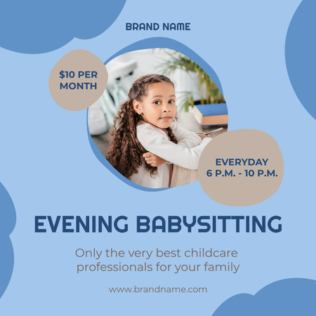 Ontwerpsjabloon van Instagram van Professional Evening Babysitting Ad