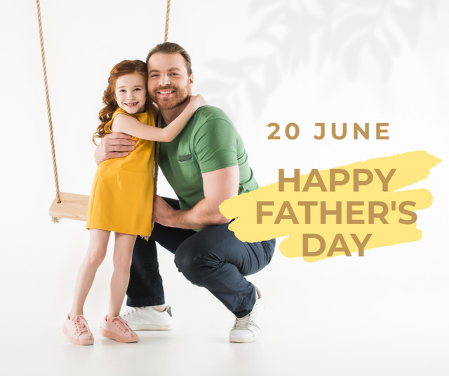 Happy Daughter Hugging Dad On Father's Day Holiday Facebook Šablona návrhu