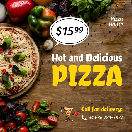 Pizza deliciosa com coberturas oferta na pizzaria Animated Post Modelo de Design