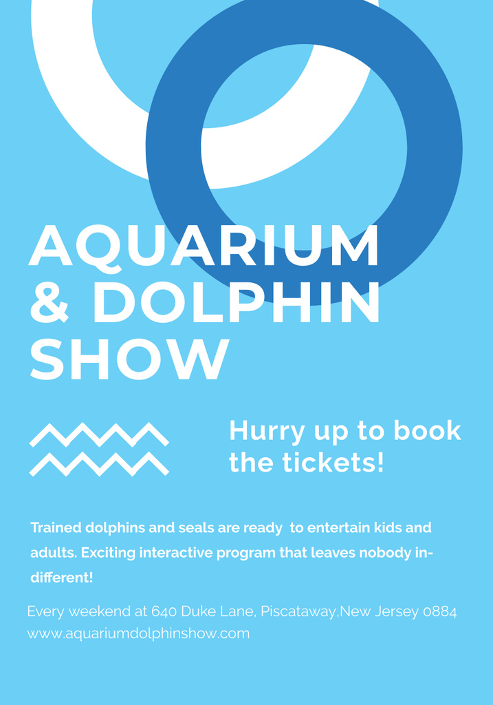 Platilla de diseño Aquarium and Dolphin Show Event Announcement With Circles In Blue Poster 28x40in