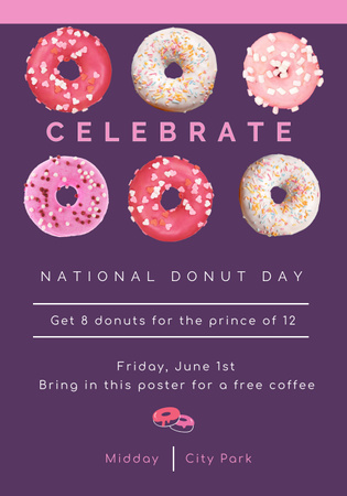 National Donut Day Poster 28x40in Šablona návrhu