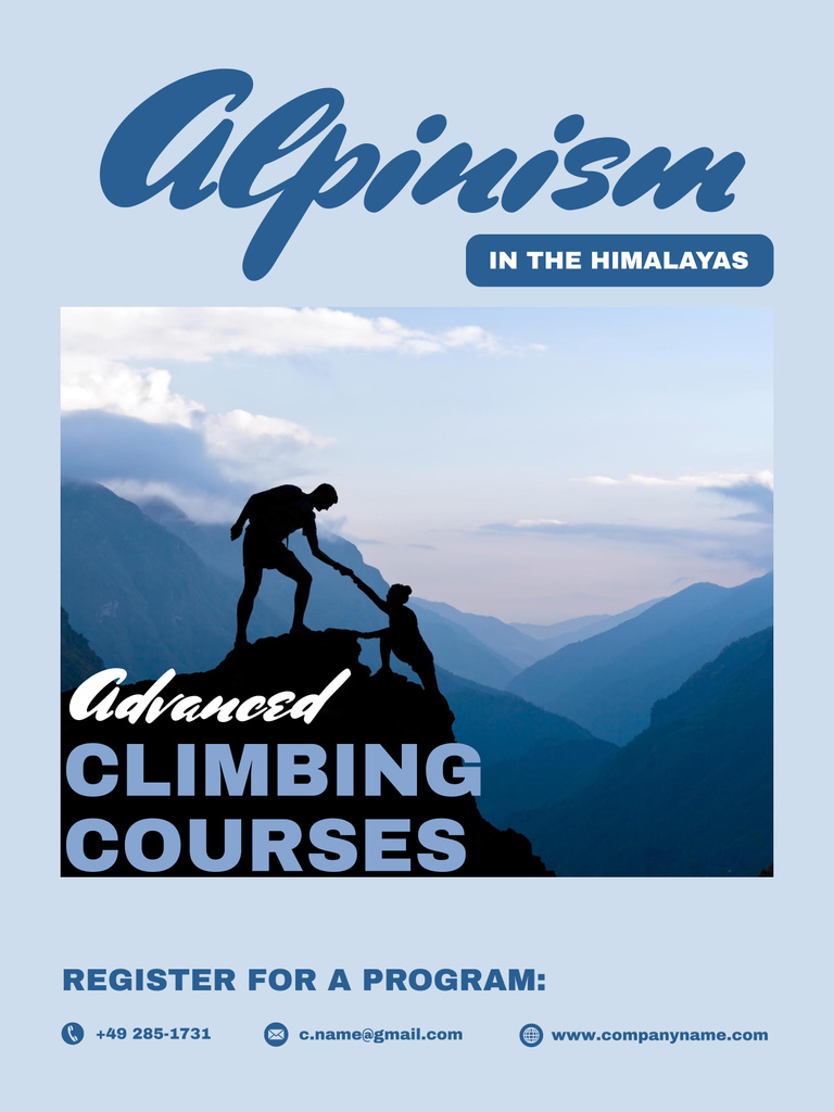 Advanced Climbing Courses Promotion In Mountains Poster 36x48in Šablona návrhu