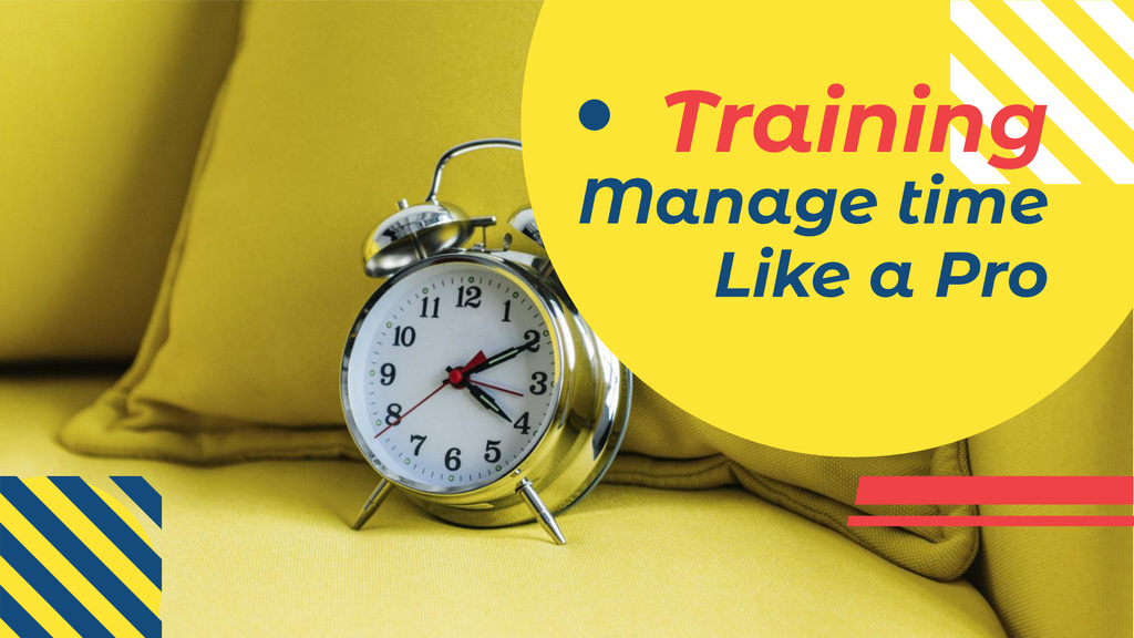 Alarm Clock in Yellow for Courses promotion FB event cover Design Template