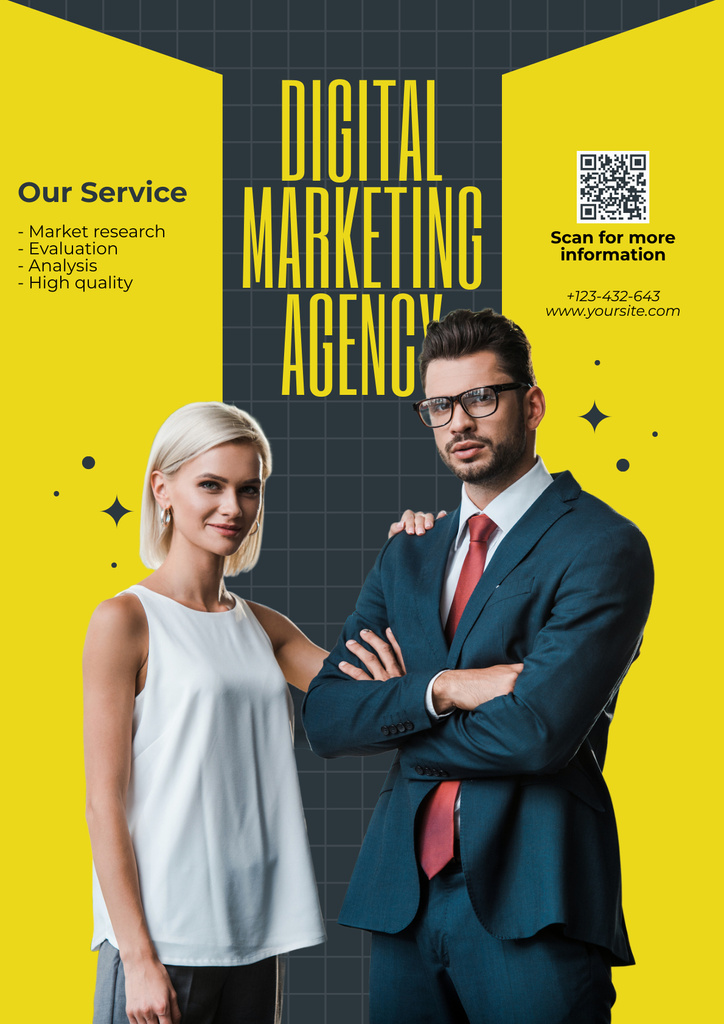 Comprehensive Digital Marketing Agency Services Ad Poster Modelo de Design