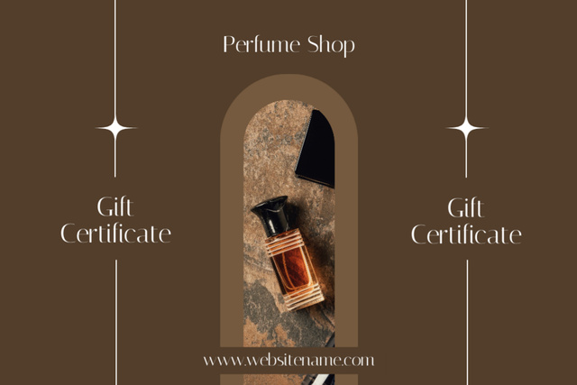 Perfume Shop Ad with Elegant Fragrance Gift Certificate Design Template