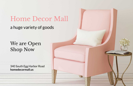 Designvorlage Furniture Store ad with Armchair in pink für Flyer 5.5x8.5in Horizontal