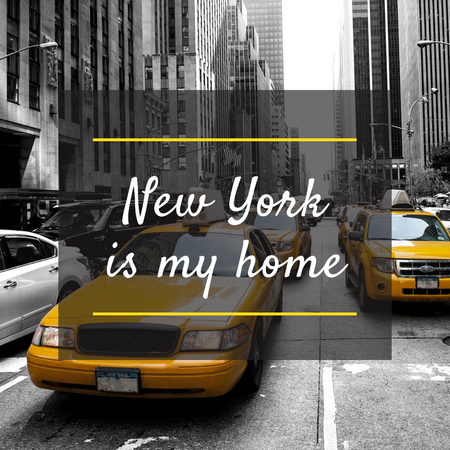New York with Cabs Instagram Design Template