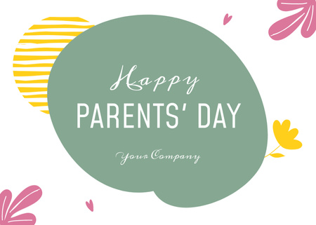 Happy Parents' Day with Bright Illustration Postcard 5x7in Design Template