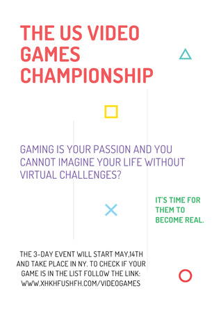Video Games Championship announcement Poster Design Template