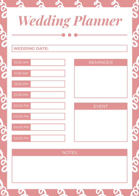 Designvorlage Wedding Plan Offer on Pink für Schedule Planner