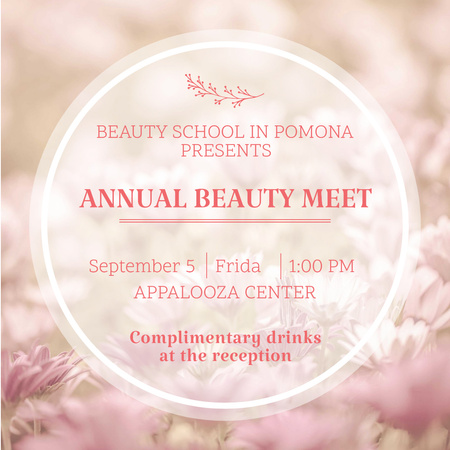 Beauty event announcement in pink frame Instagram AD Šablona návrhu