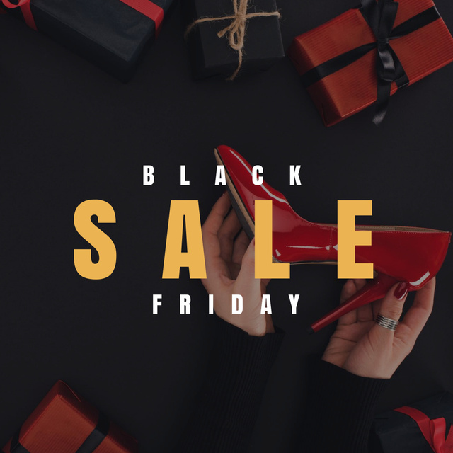Ontwerpsjabloon van Instagram AD van Black Friday Sale Ad with Red Shoes 