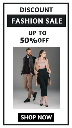 Stylish Couple for Discount Fashion Sale Ad Instagram Storyデザインテンプレート