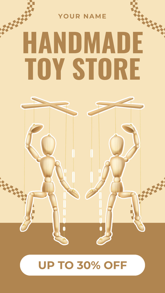 Discount on Handmade Toys with Wooden Puppets Instagram Story tervezősablon