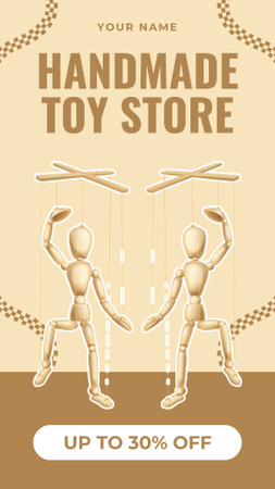 Discount on Handmade Toys with Wooden Puppets Instagram Story Design Template