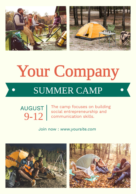 Exciting Summer Camp For Company Members Poster 28x40in Šablona návrhu