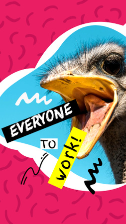 Designvorlage Funny screaming Ostrich für Instagram Story