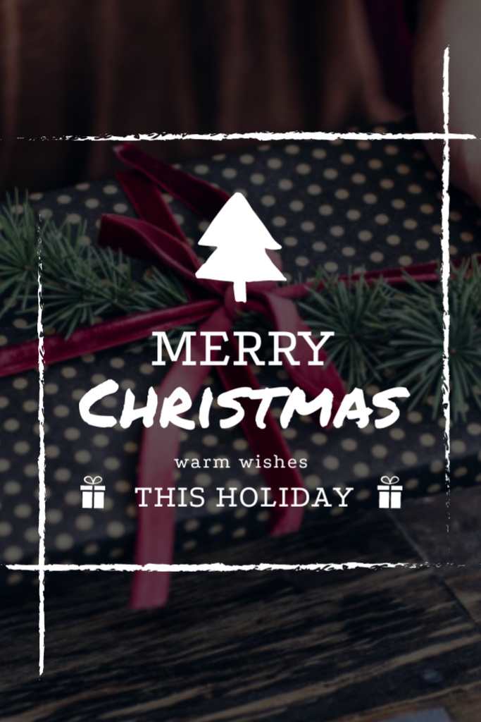 Plantilla de diseño de Christmas Greeting With Wrapped Gift Postcard 4x6in Vertical 