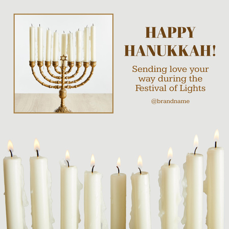 Happy Hanukkah Wishes And Greetings With Candlelight Instagram Design Template