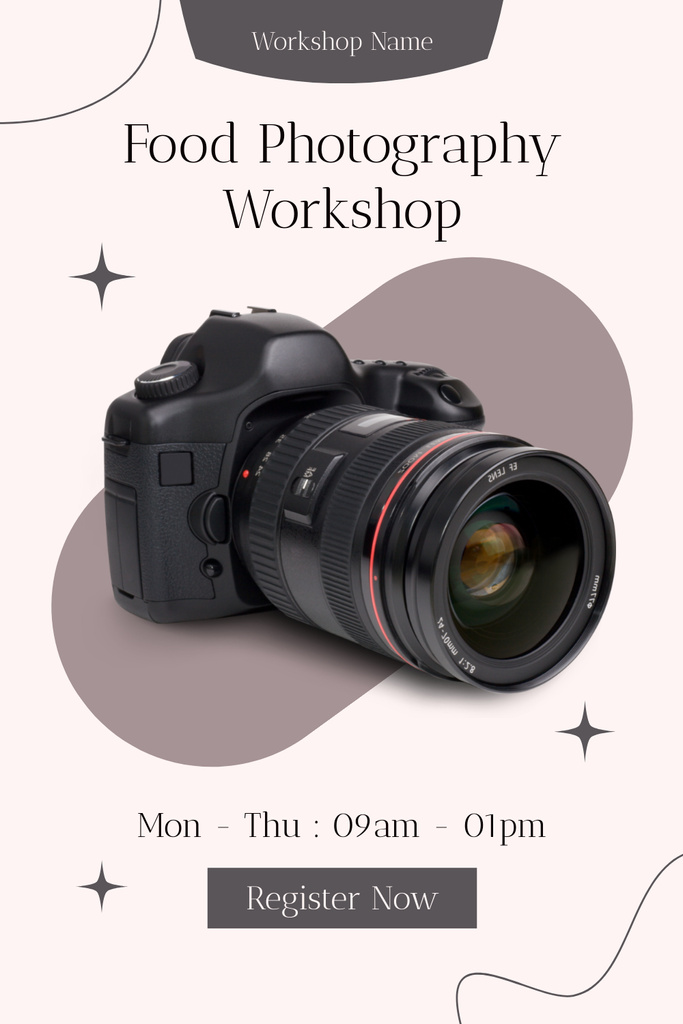 Food Photography Workshop Announcement with Camera Image Pinterest – шаблон для дизайну