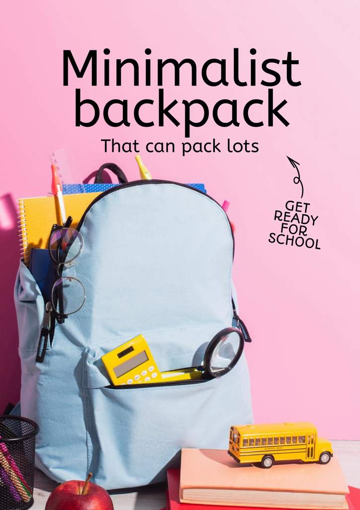 Template di design Sale Offer of School Backpack Poster
