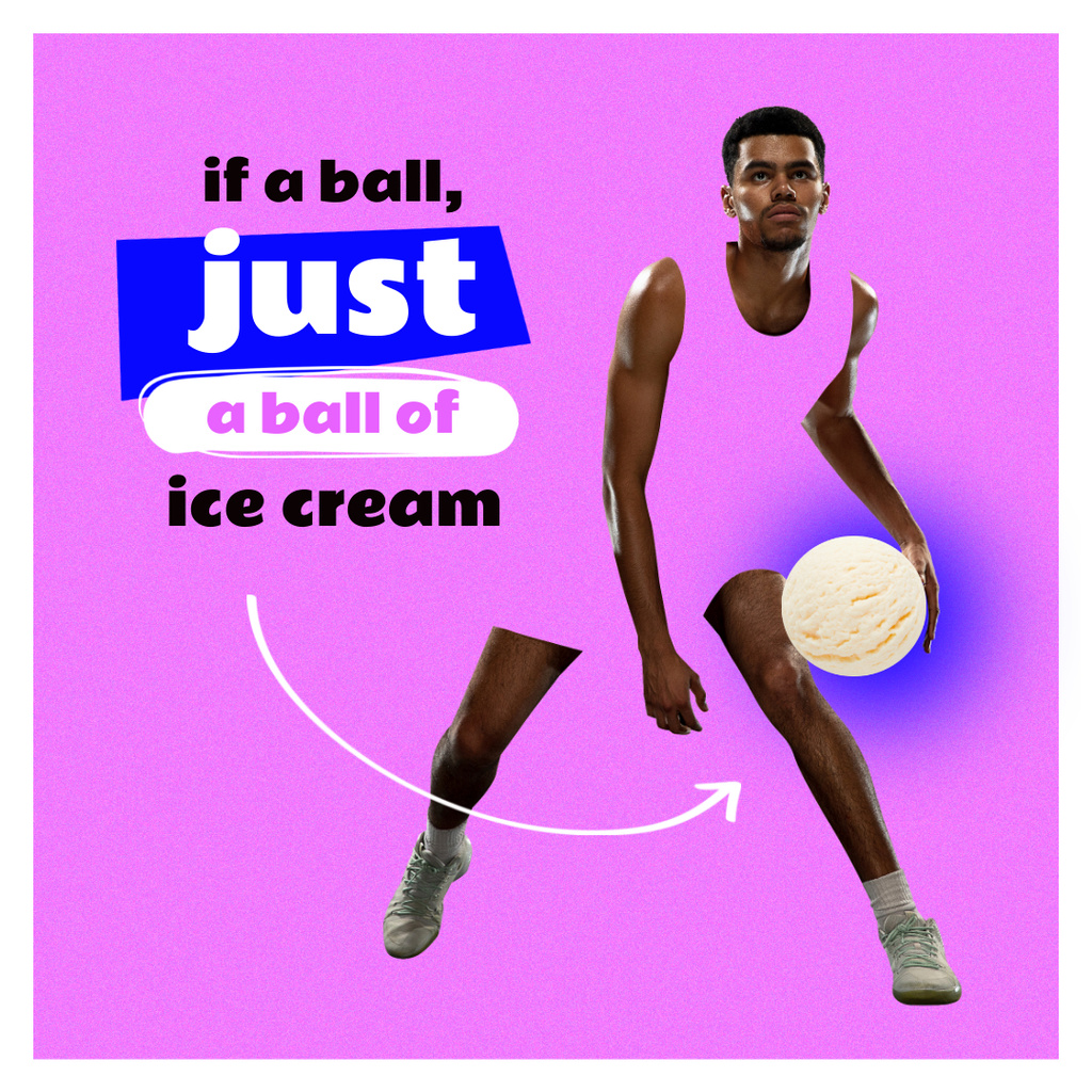 Athlete holding Ice Cream Ball Instagram Šablona návrhu