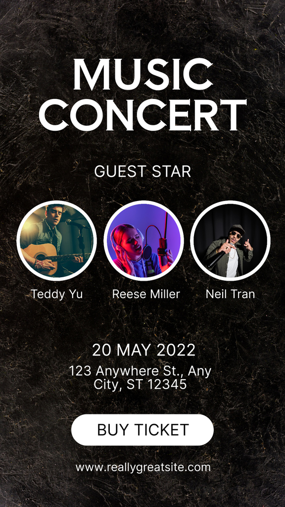 Music Concert Announcement with Singers Instagram Story Design Template