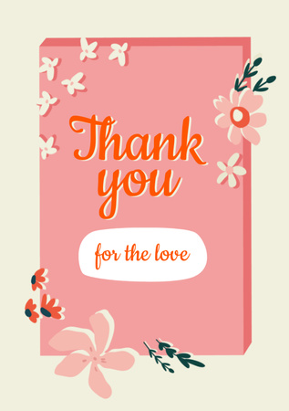 Thankful Phrase With Flowers Illustration Postcard A5 Vertical tervezősablon
