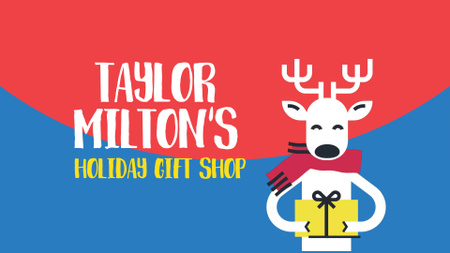 Christmas Offer Deer with Gift in Hands Full HD video Design Template