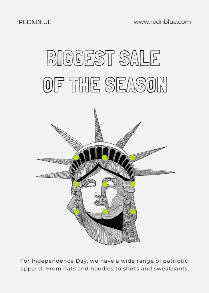 Template di design USA Independence Day Biggest Sale Flayer