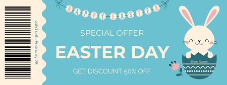 Easter Holiday Deal with Cute Rabbit in Easter Egg Coupon Design Template