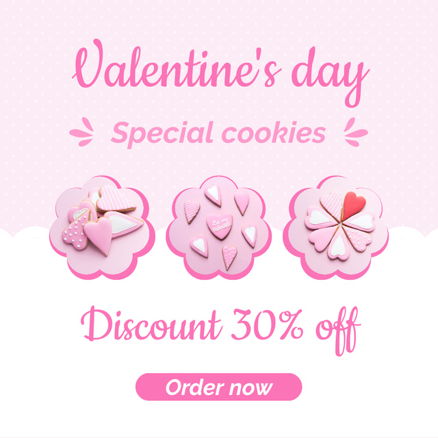 Discount on Special Cookies for Valentine's Day on Pink Instagram AD Πρότυπο σχεδίασης