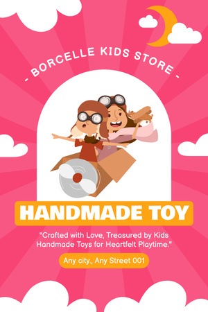Handmade Toys Offer with Fun Children Pinterest Design Template