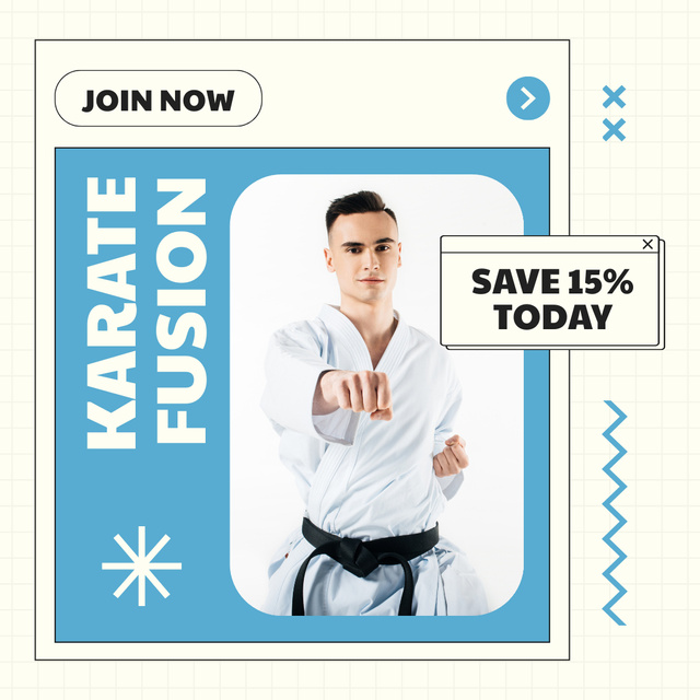 Ontwerpsjabloon van Instagram van Karate Classes with Offer of Discount