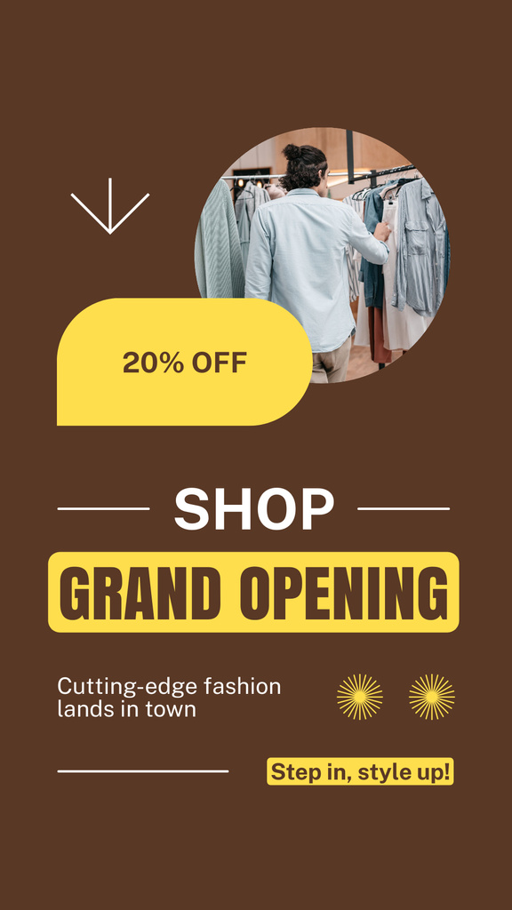 Attire Shop Grand Opening With Discounts Instagram Story Modelo de Design