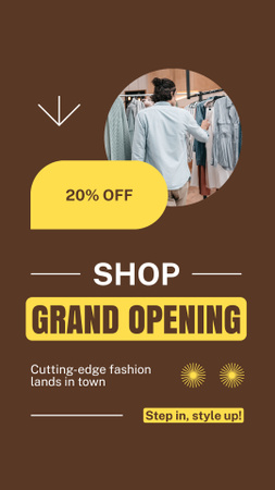 Inauguração da loja de roupas com descontos Instagram Story Modelo de Design