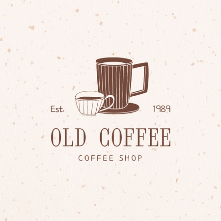 Cafe Ad with Cups of Coffee Logo Design Template