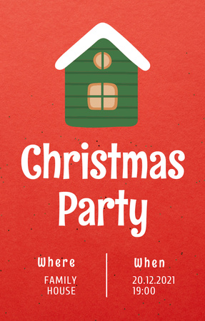 Cozy Christmas Party Announcement With House Invitation 4.6x7.2in Design Template