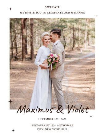 Platilla de diseño Invitation of Wedding Ceremony with Beautiful Young Couple Poster US